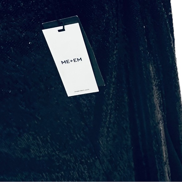 ✌️sold✌️Nwt ME+EM Sequin + Georgette Godet Maxi Skirt Sequinned Satin Black 10 - Picture 12 of 16